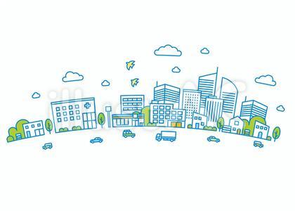 街並みイラスト (ブルーライン)