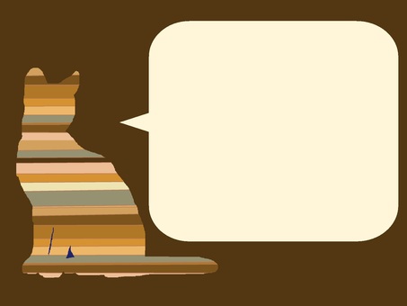 木目柄猫のフレーム 猫,動物,木目柄,茶,フレーム,ふきだしのイラスト素材