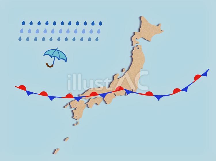 停滞前線1 停滞前線,梅雨前線,秋雨前線のイラスト素材
