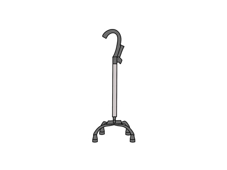 四点杖グリップあり 歩行器,四点杖グリップ,シニア,介護,買い物,医療,病気,病院,歩行,歩くのイラスト素材