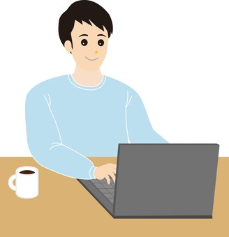 在宅ワーク 在宅ワーク 男性,パソコン,仕事のイラスト素材