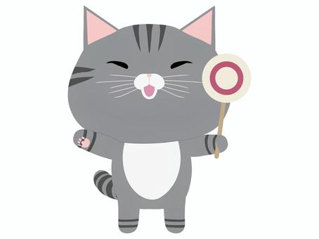 プラカード_猫 札,猫,さばとら,まる,動物,かわいい,プラカード,正解,合格,okのイラスト素材