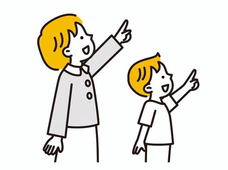 上を見上げて指差しする女の子と男の子 目指す,子ども,上,指差し,未来,見上げる,指差す,発見,将来,女性のイラスト素材