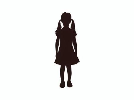 シルエット【女の子】2 人,全身,子供,女の子,立ち姿,アイコン,シルエット,かげ,影絵,シンプルのイラスト素材