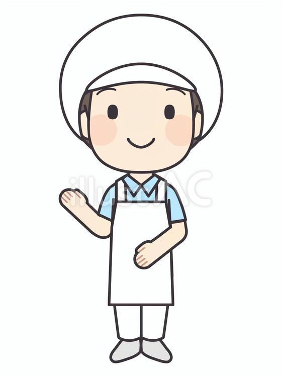 案内する調理員２（マスクなし） 理員,栄養士,調理師のイラスト素材