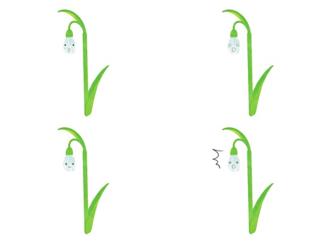 花のキャラの表情セット驚　スノードロップ スノードロップ,花,キャラクター,水彩風,手描き,ゆるい,かわいい,保育,こども向け,シンプルのイラスト素材