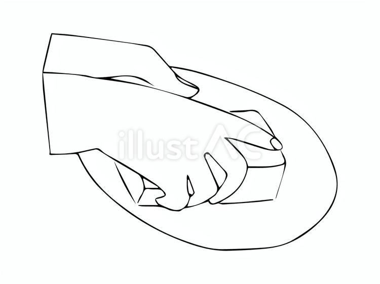 モノクロのお皿洗いする手元 皿,洗う,洗いのイラスト素材