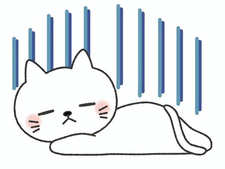 倒れる猫　どんより 猫,倒れる,バタン,ぐったり,どんより,疲労,過労,ショック,気絶,疲れるのイラスト素材