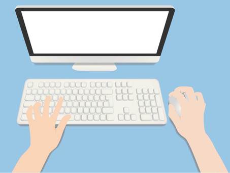 White desktop computer with blue background, JPG and AI White desktop computer with blue background, computer, desktop computer, monitor, JPG and AI