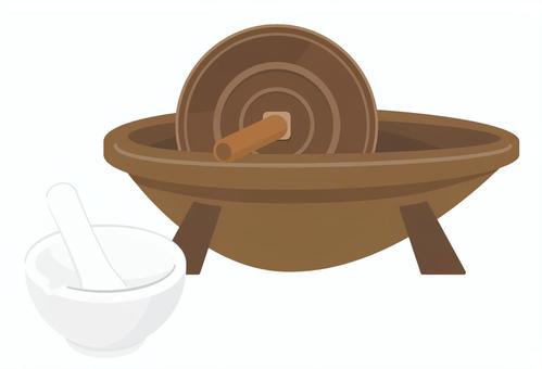 薬研と乳鉢セット 薬研,乳鉢,漢方,道具,薬研車,粉砕,擦り潰しのイラスト素材