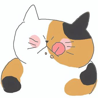 食べ終わった三毛猫ちゃん♪ 食べ終わった三毛猫ちゃん♪ かわいい,ごちそうさま,食べた,食事,ごはん,満足,満腹,おいしい,ねこ,三毛猫のイラスト素材