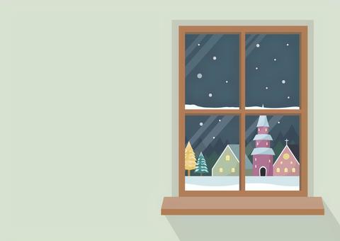 冬の街並みが見える窓 冬の街並みが見える窓 冬,街並み,雪,窓,部屋,季節,おしゃれ,コピースペース,背景,イラストのイラスト素材
