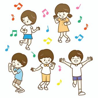 子供たち 楽しくダンス 子供たち 楽しくダンス 音楽,歌う,音符,リズム,楽しい,メロディ,子供,かわいい,人物,全身のイラスト素材
