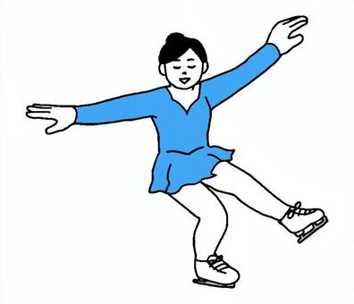 フィギュアスケートをする女性 フィギュアスケート,スケート,人物,スポーツ,ウィンタースポーツ,運動,趣味,競技,シンプル,手描きのイラスト素材