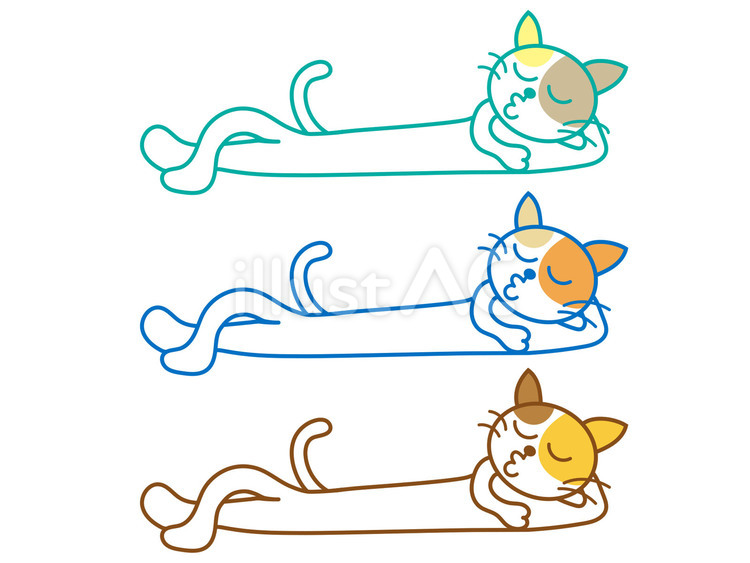 みょ〜んびりネコ 1 ネコ,のんびり,お昼寝のイラスト素材