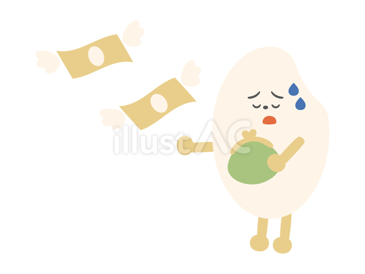 支払いをする米粒のキャラクター 米粒,キャラクター,お金のイラスト素材