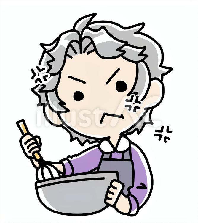 怒りながら調理するおばあさん 調理,怒り,おばあさんのイラスト素材