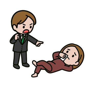 サボる人 サボり,説教,反省,怒り,謝罪,正座,指差し,困惑,苦悩,苦痛のイラスト素材