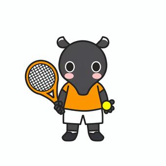 テニスのラケットとボールを持つバク テニス,テニスラケット,ボール,テニスボール,テニス部,部活動,部員,運動部,球技,部員募集のイラスト素材