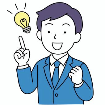 何かを思いついた男性 思いつき,男性,ビジネスパーソン,ひらめき,スーツ姿のイラスト素材