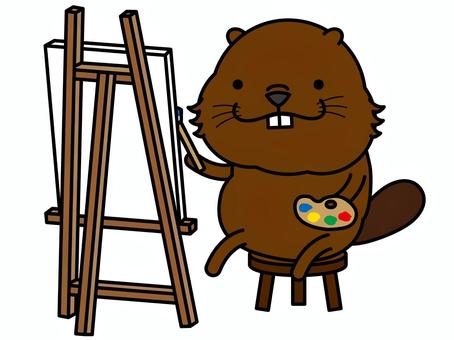 Beaver painting, a painting, beaver, pen, JPG and PNG