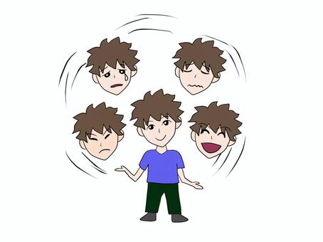 感情の起伏 コロコロ変わる,気持ちの変化,男,男性,少年,一喜一憂,感情,激しい,浮き沈み,男子のイラスト素材