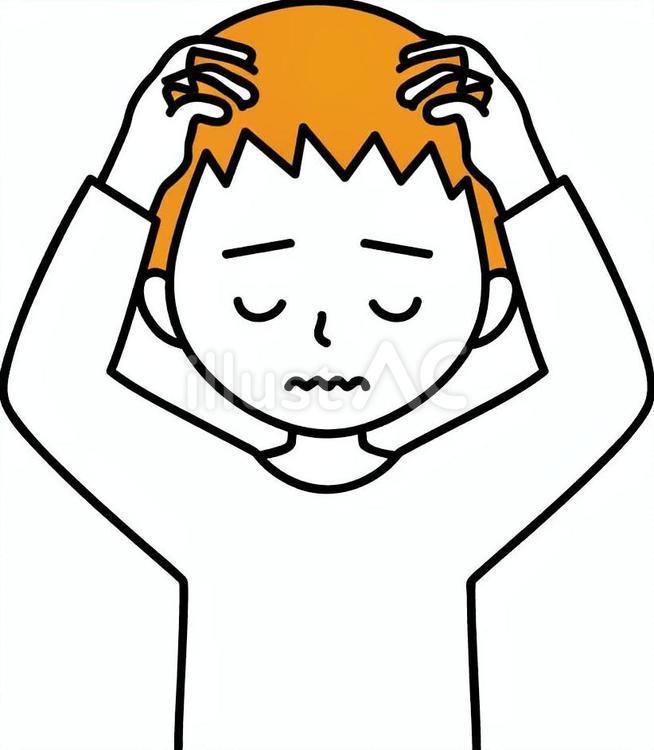 頭をかく男の子　痒い　 男の子,かゆい,髪のイラスト素材