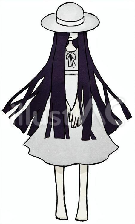八尺様 単体,デフォルメ,ホラーのイラスト素材