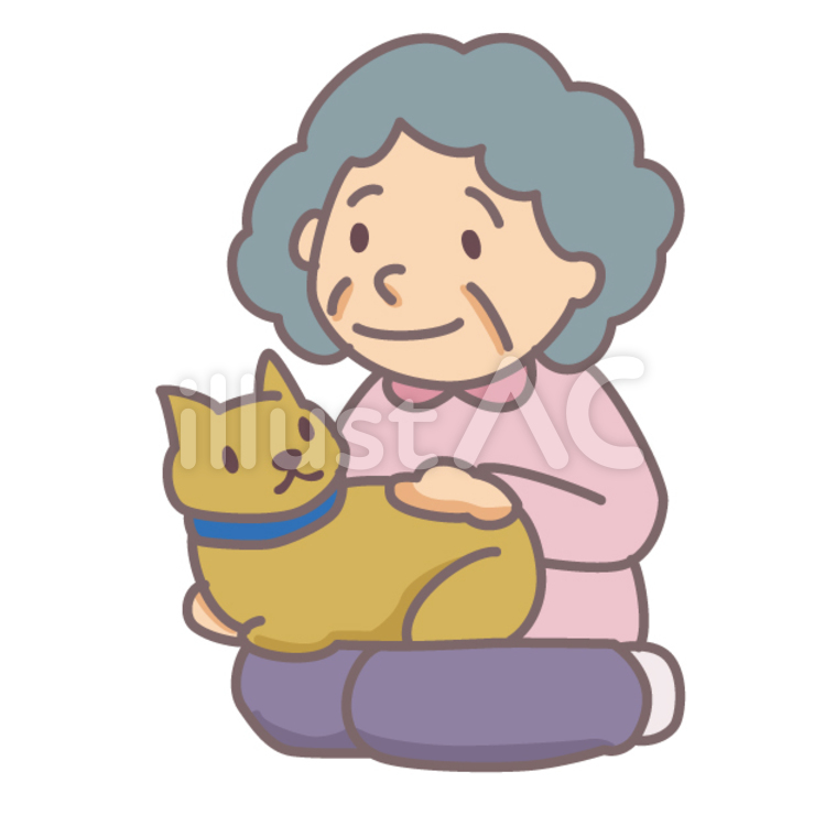 犬とシニア いぬ,ねこ,シニアのイラスト素材