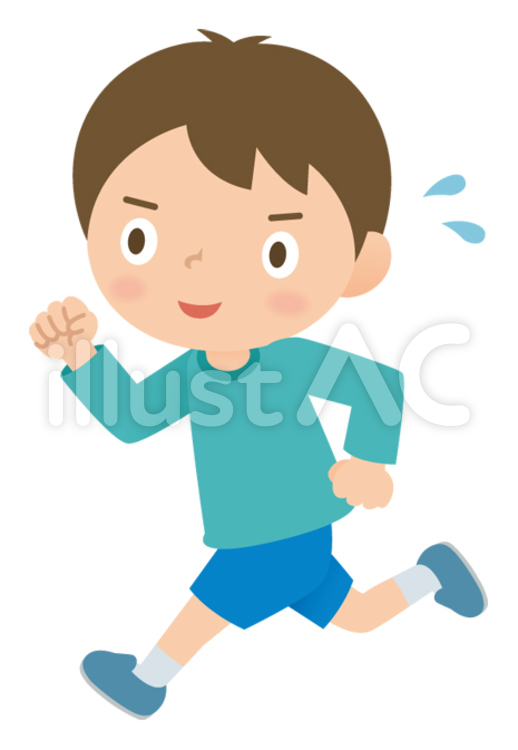 走る小学生の男の子 走る,小学生,男の子のイラスト素材