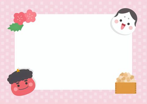 節分のかわいい鬼と豆のフレーム、ピンク 節分のかわいい鬼と豆のフレーム、ピンク 節分,鬼,豆,フレーム,背景,あしらい,飾り,飾り枠,コピースペース,節分豆のイラスト素材
