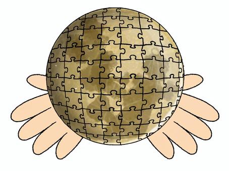 月のパズルを守る手 月,環境,壊れるのイラスト素材
