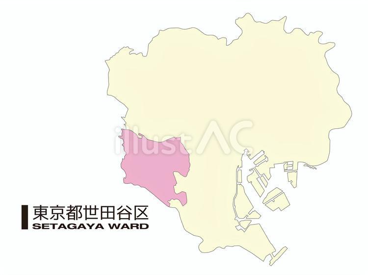 東京都世田谷区の位置地図区境無し_03 世田谷区,東京都,23区のイラスト素材