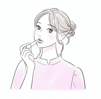 唇にリップクリームを塗る女性 美容,人物,保湿,肌,女性,化粧水,美肌,スキンケア,キレイ,可愛いのイラスト素材