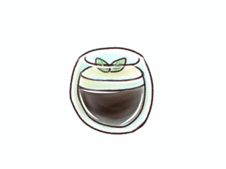 コーヒーゼリー コーヒーゼリー,ゼリー,コーヒー,寒天,クリーム,ミント,デザート,おやつ,喫茶,カフェのイラスト素材
