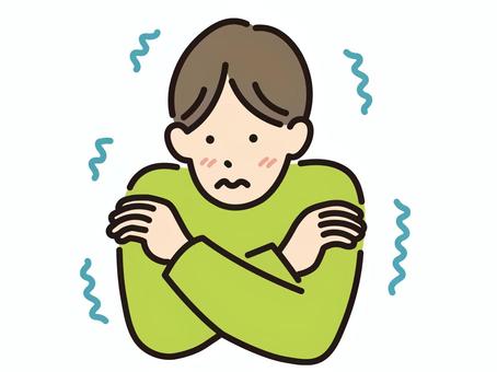 寒気　若い男性-カラー 寒気,悪寒,風邪,ぞくぞく,若い,男性,ゾクゾク,さむけ,ブルブル,ひき始めのイラスト素材