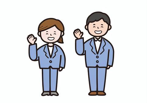 シンプル線画の会社員／笑顔 男性,女性,20代,30代,40代,就職,仕事,職業,生活,チラシのイラスト素材