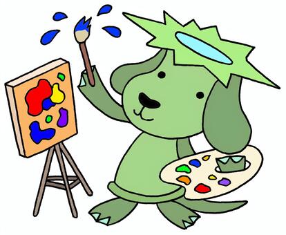 Dog character / painting, painting classroom, kappa, canvas, JPG and PNG