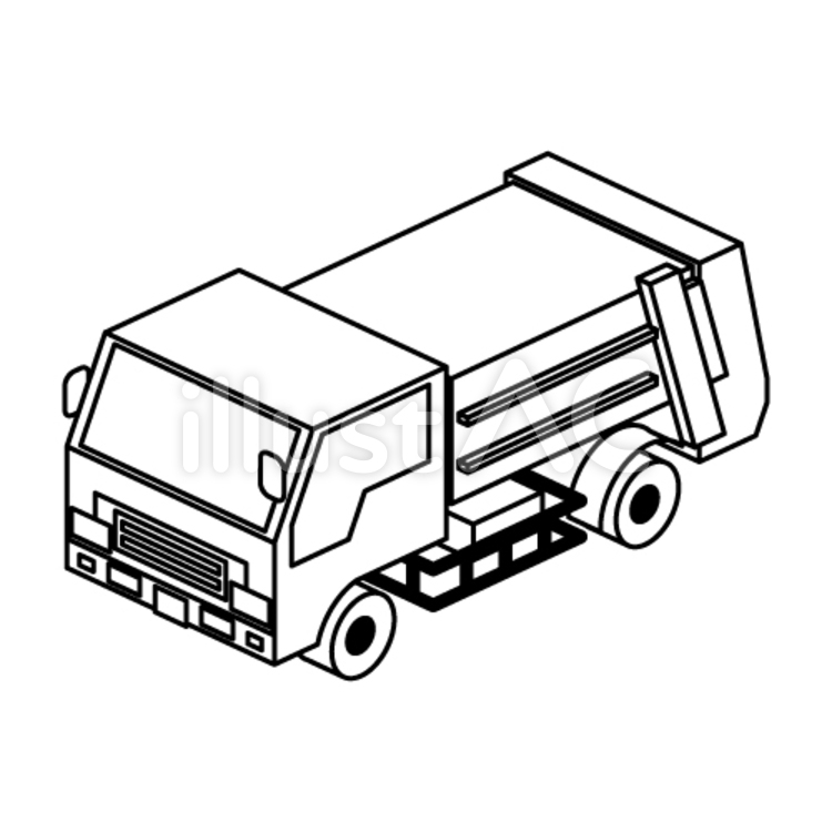 ごみ収集車(モノクロ) ごみ収集車,特種用途自動車,塵芥車のイラスト素材