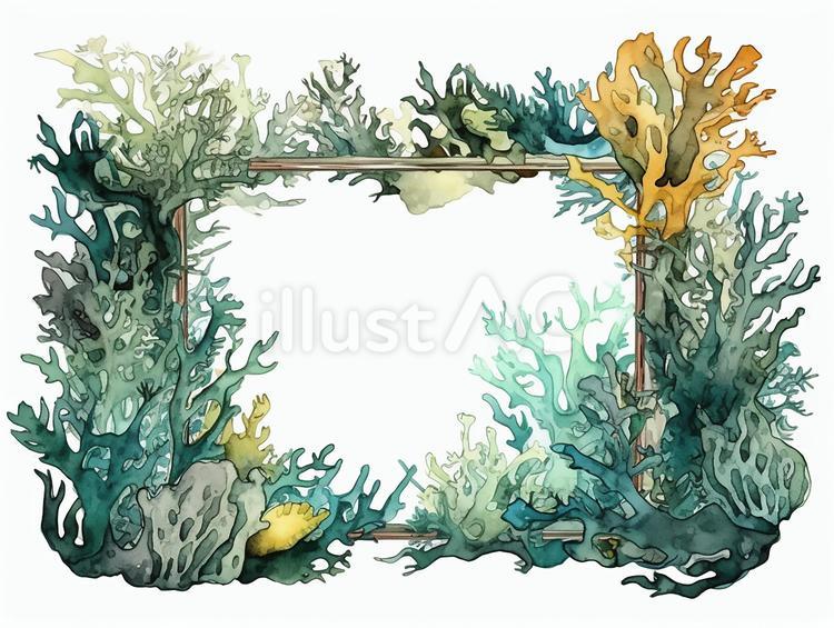 海藻フレーム 海藻,緑,海のイラスト素材