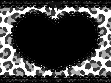 レースとヒョウ柄のハートフレーム② ヒョウ柄,レオパード,レースのイラスト素材