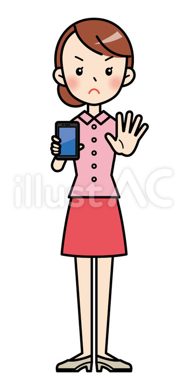スマホを持つかわいいOL スマホ,スマートフォン,タブレットのイラスト素材