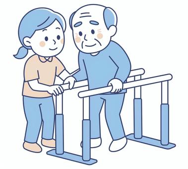 リハビリ 医療,スタッフ,リハビリ,介護,お年寄り,怪我,骨折,患者,理学療法,理学療法士のイラスト素材