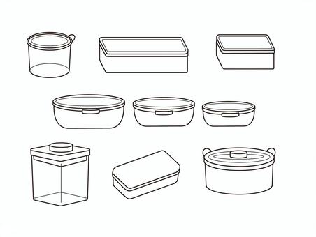 タッパー・保存容器のイラスト タッパー,保存容器,コンテナ,弁当箱,入れ物,密封,調理,食品,作り置きのイラスト素材