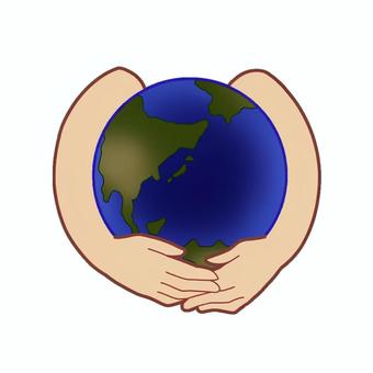 両手に抱かれる地球 両手,地球,抱かれる,グローブ,抱かれた,惑星のイラスト素材