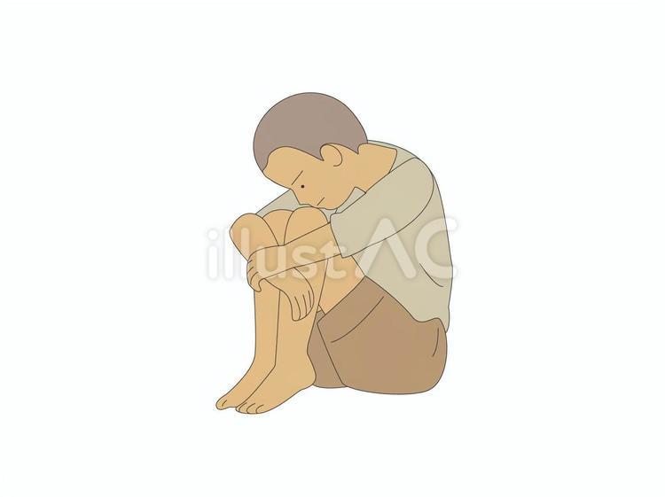 困っている男の子 男の子,困る,孤独のイラスト素材