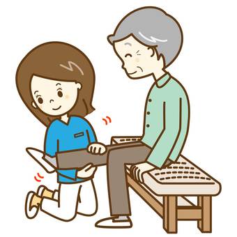リハビリ ここ痛いですか4 リハビリ ここ痛いですか4 整体,病院,医者,医療,医療機関,クリニック,男性,女性,仕事,接骨院のイラスト素材