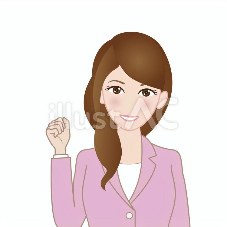 女性社員B1-ファイト　 女性,ファイト,olのイラスト素材