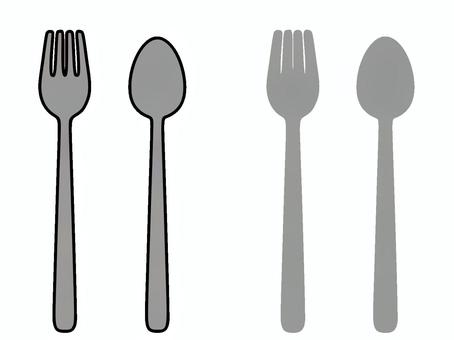 Illustration, fork, spoon, dishes, 
