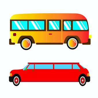 乗り物 103 バス,車,車両,乗り物,リムジン,赤い,黄色い,四輪車,公共交通,シンプルのイラスト素材
